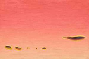 Sechs Bluttropfen (2002) Öl auf Hartfaserplatte (17,5 cm x 25 cm)